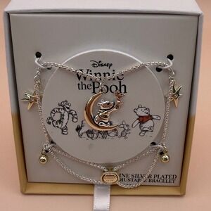 Disney Winnie the Pooh Silver Plated Adjustable Bolo Bracelet Star Moon Charm